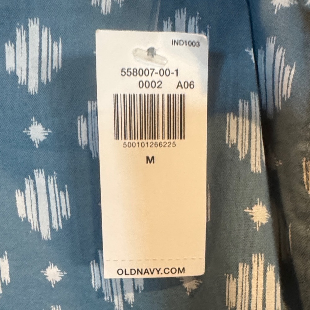 Old Navy Men's Short Sleeve Button Up Shirt Blue Geometric Print Size Medium - Picture 4 of 5